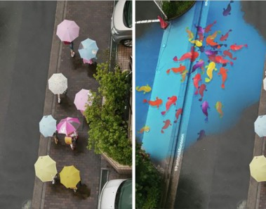 murales callejeros cambian de color lluvia corea del sur