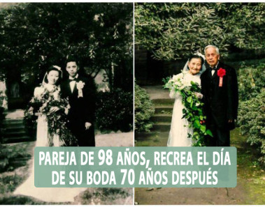 Pareja de 98 años, recrea el día de su boda 70 años después