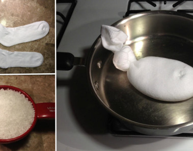 Calentó un calcetín con sal en un sartén