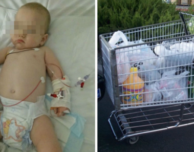 enfermedades bebe en el carrito de supermercado