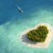 Cuatro islas románticas con forma de corazón
