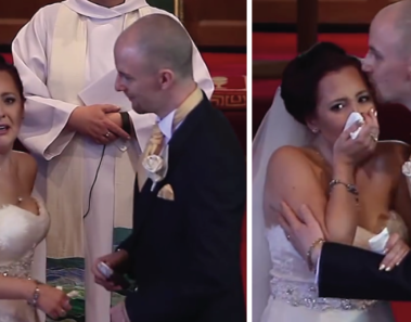 El novio interrumpió la boda y le pidió a la novia que mirara hacia atrás. No podía creer lo que estaba pasando