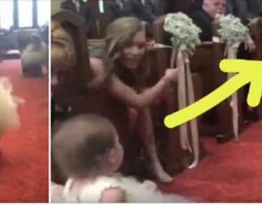 Hija camina hacia la pareja – ahora mira cuando ve a su padre en el altar