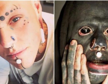 El antes y después de un joven que se tatuó todo el cuerpo de negro