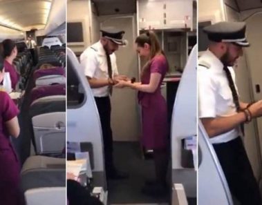 Capitán durante el vuelo le pide matrimonio y todos gritan por cómo lo hace